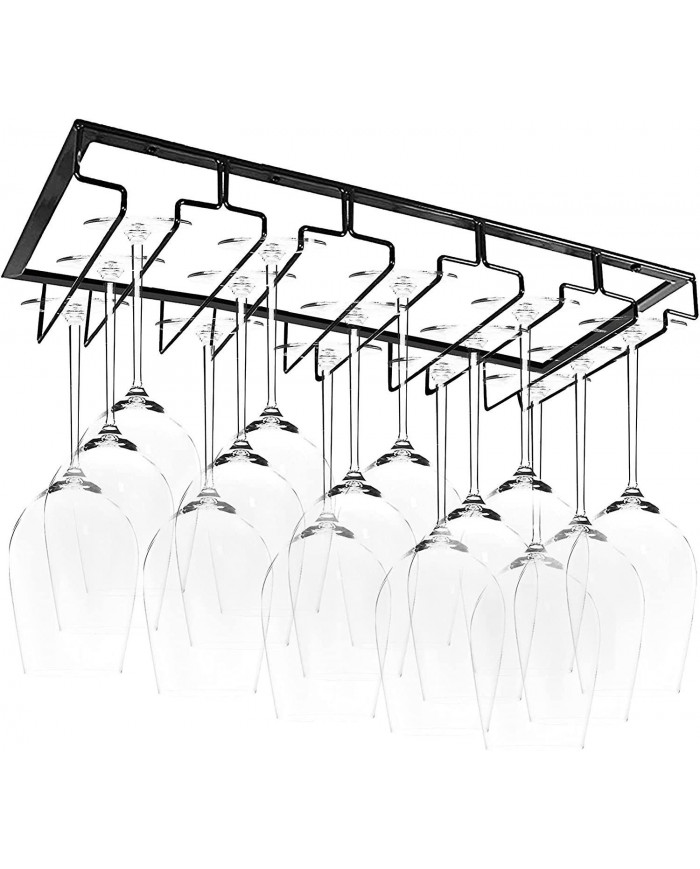 Porte-verres à vin - Support de verre à vin à pied sous l’armoire pour bar