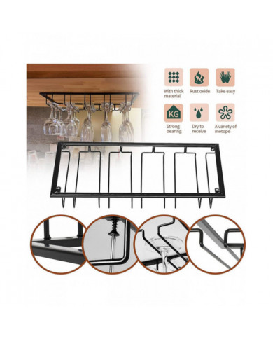 Porte-verres à vin - Support de verre à vin à pied sous l’armoire pour bar