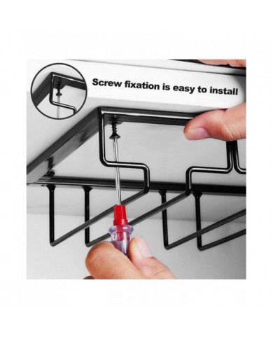 Porte-verres à vin - Support de verre à vin à pied sous l’armoire pour bar