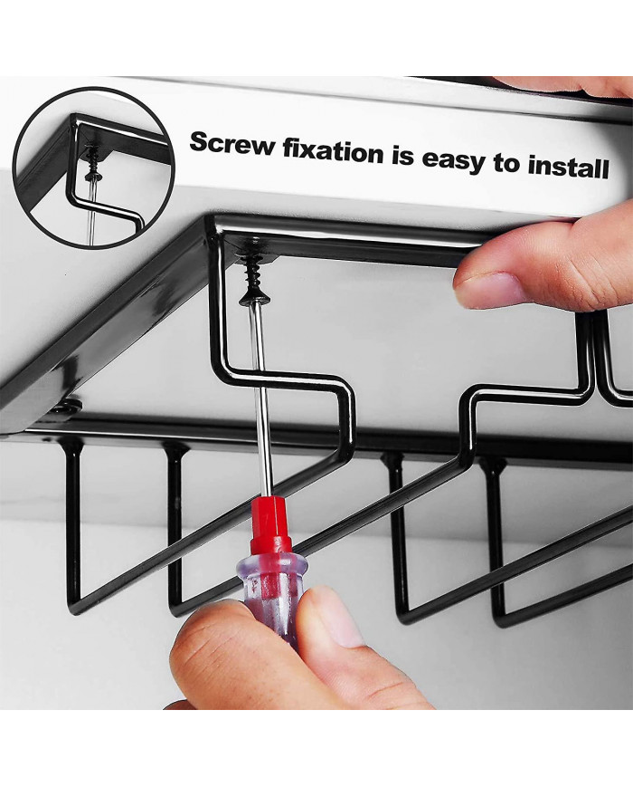 Porte-verres à vin - Support de verre à vin à pied sous l’armoire pour bar