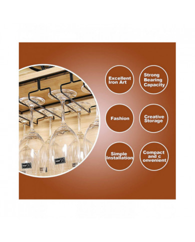 Porte-verres à vin - Support de verre à vin à pied sous l’armoire pour bar