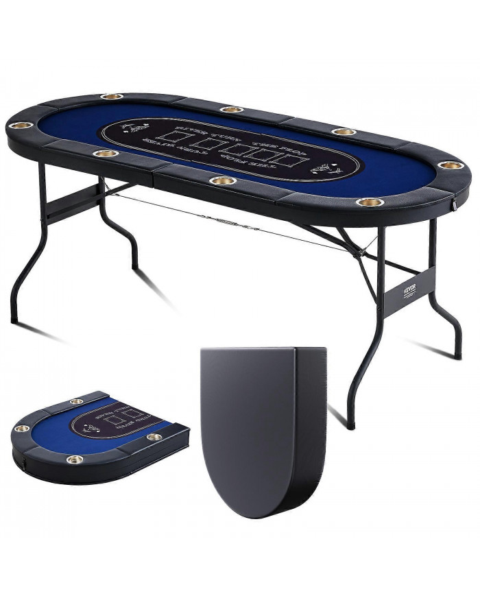 Table de poker pliable pour 8 joueurs, table de poker Blackjack Texas Holdem avec rails rembourrés et porte- [...]