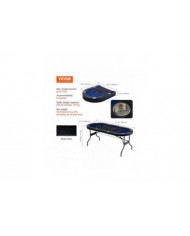 Table de poker pliable pour 8 joueurs, table de poker Blackjack Texas Holdem avec rails rembourrés et porte- [...]