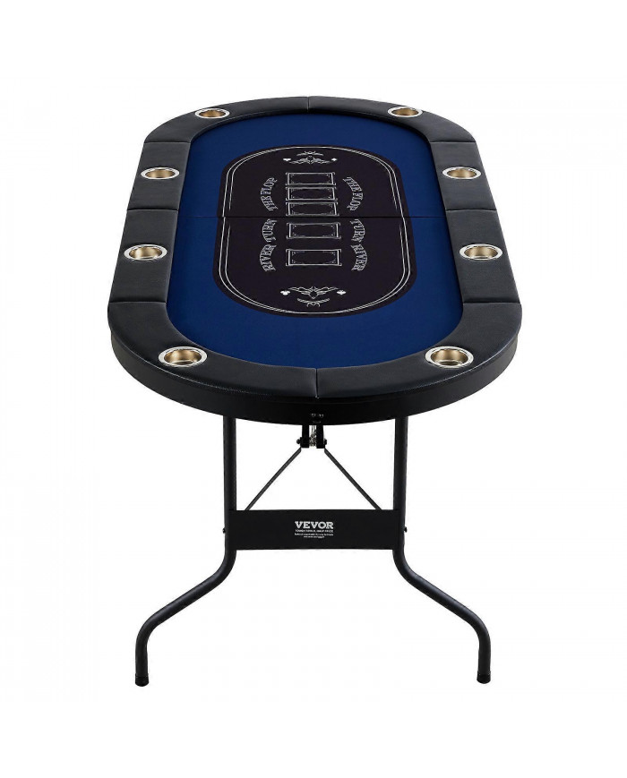 Table de poker pliable pour 8 joueurs, table de poker Blackjack Texas Holdem avec rails rembourrés et porte- [...]