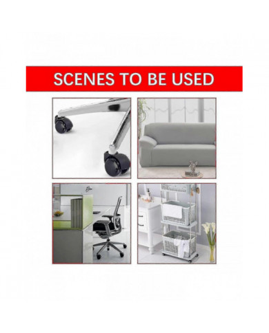 Roulette silencieuse sans tige noire de 2 pouces, roulettes de chaise de bureau, roulettes de chaise de [...]