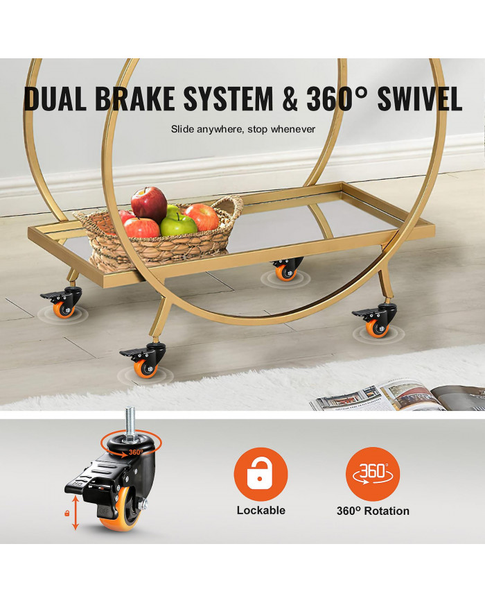 Roues pivotantes, 2 pouces, ensemble de 4, capacité de charge de 110 lb, roulettes pivotantes sans bruit pour [...]