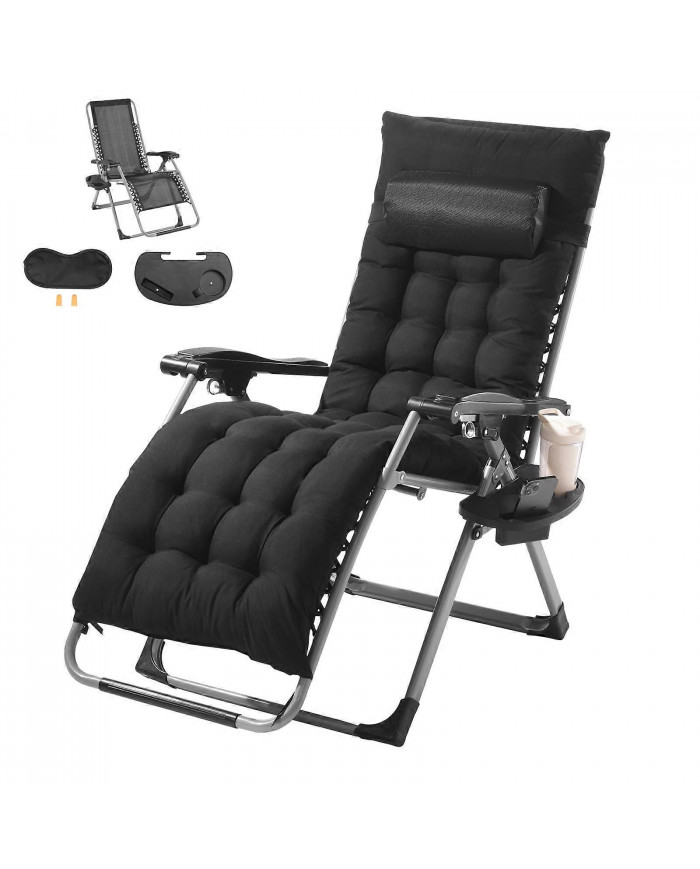 Chaise Zero Gravity, 26 pouces, chaise anti-gravité réglable avec coussin, appui-tête, repose-pieds et porte- [...]