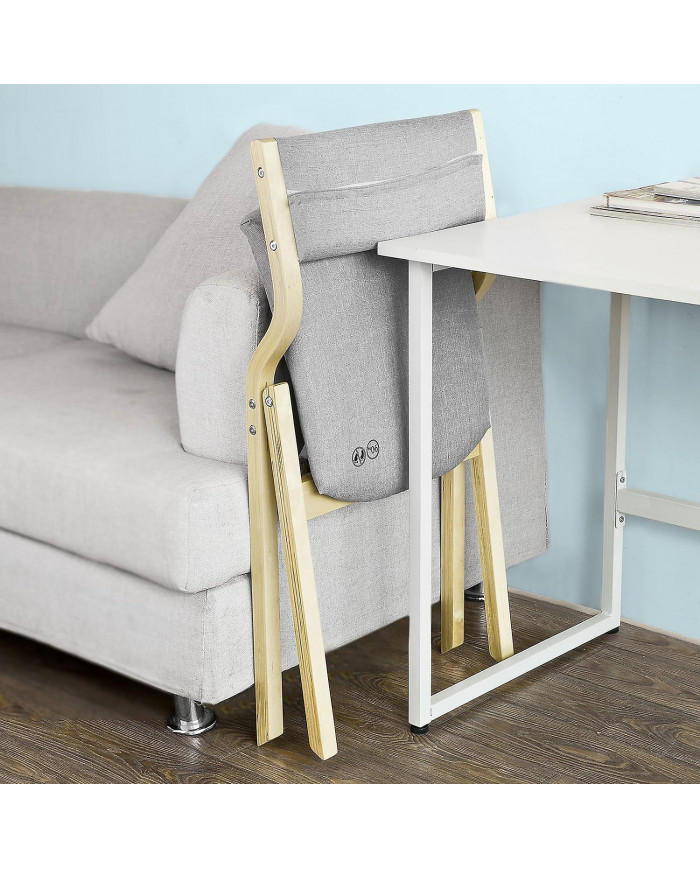 SoBuy en bois rembourré dinant la chaise pliante, gris, FST40-HG