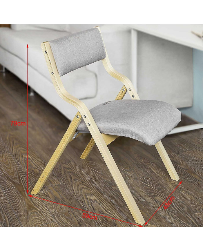 SoBuy en bois rembourré dinant la chaise pliante, gris, FST40-HG