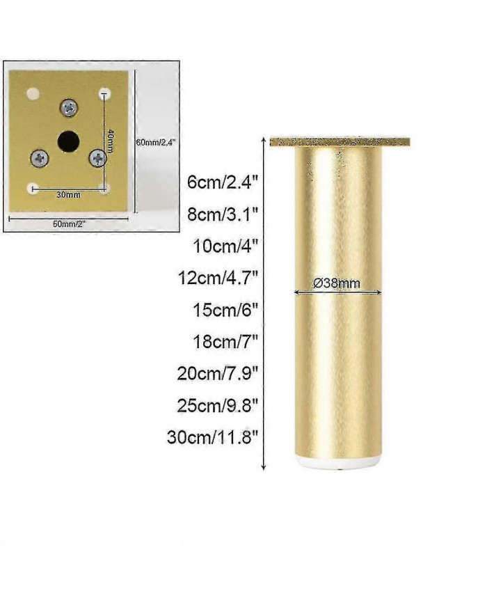 4 pieds de table basse pieds de canapé or, pieds de table réglables en hauteur, pied de tube rond, hauteur : [...]