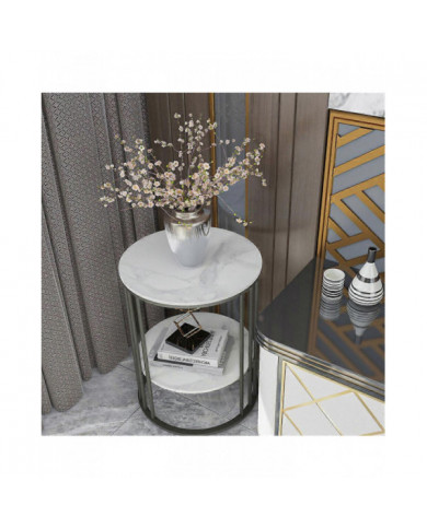 Table d’appoint ronde rétro en marbre Canapé de salon Table d’appoint d’appoint