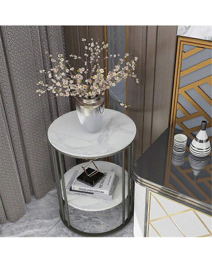 Table d’appoint ronde rétro en marbre Canapé de salon Table d’appoint d’appoint