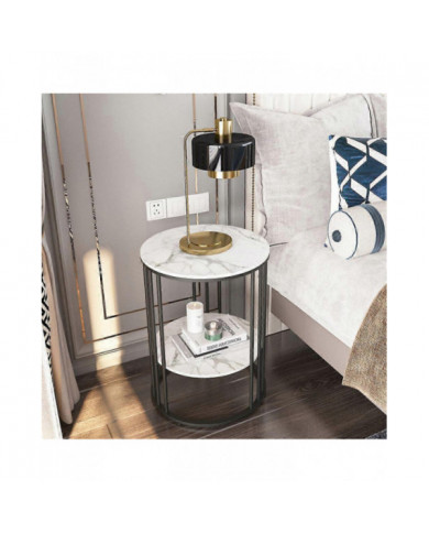 Table d’appoint ronde rétro en marbre Canapé de salon Table d’appoint d’appoint
