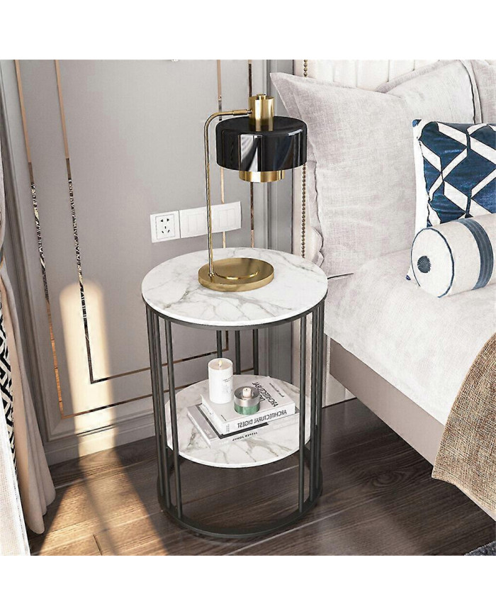 Table d’appoint ronde rétro en marbre Canapé de salon Table d’appoint d’appoint