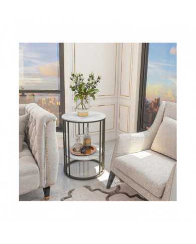 Table d’appoint ronde rétro en marbre Canapé de salon Table d’appoint d’appoint