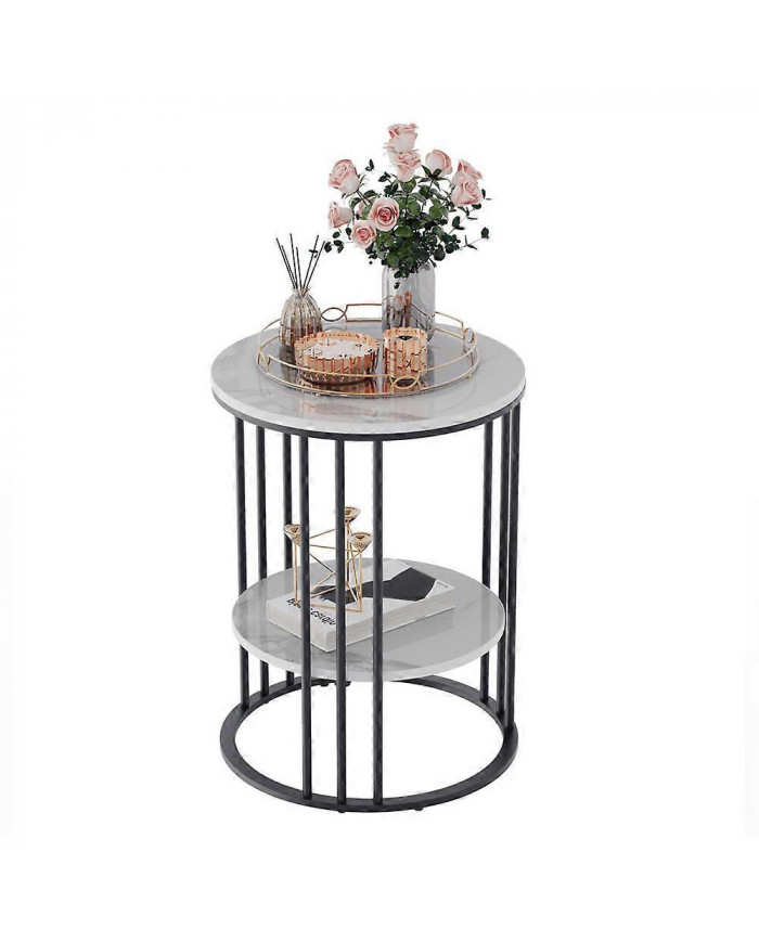 Table d’appoint ronde rétro en marbre Canapé de salon Table d’appoint d’appoint