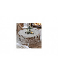 Grande table basse ronde moderne en miroir biseauté Bling Crushed Diamond End Table