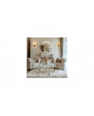 Grande table basse ronde moderne en miroir biseauté Bling Crushed Diamond End Table