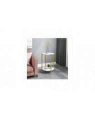 Table basse en marbre à 2 niveaux Table basse de style nordique blanc élégant rond