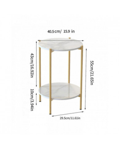 Table basse en marbre à 2 niveaux Table basse de style nordique blanc élégant rond