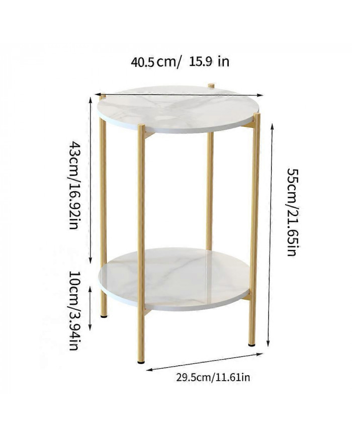 Table basse en marbre à 2 niveaux Table basse de style nordique blanc élégant rond
