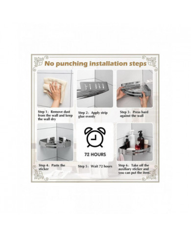 Corner Shelf 304 Acier inoxydable Douche Rack de rangement Aluminium Shampooing Holder Wall Mounted Organizer