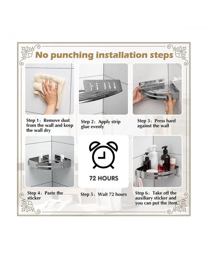 Corner Shelf 304 Acier inoxydable Douche Rack de rangement Aluminium Shampooing Holder Wall Mounted Organizer