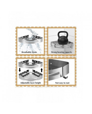 Corner Shelf 304 Acier inoxydable Douche Rack de rangement Aluminium Shampooing Holder Wall Mounted Organizer