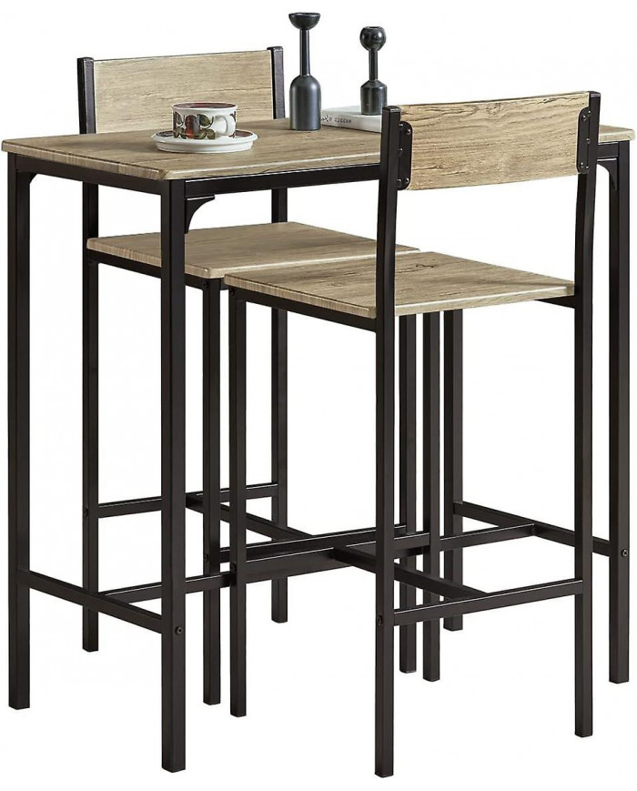 SoBuy 1 Table bar et 2 tabourets Cuisine salle à manger, OGT03-N