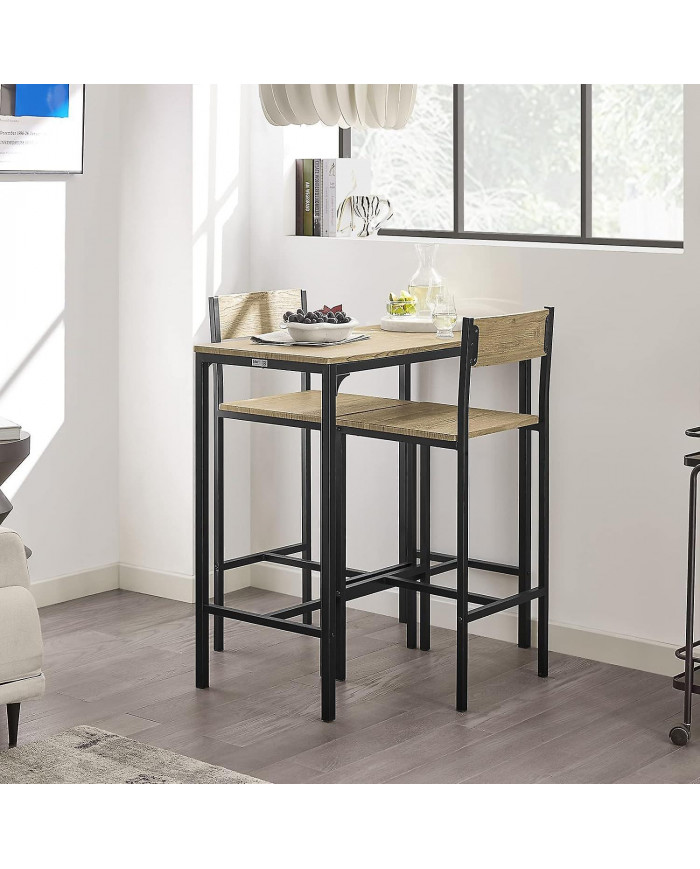 SoBuy 1 Table bar et 2 tabourets Cuisine salle à manger, OGT03-N
