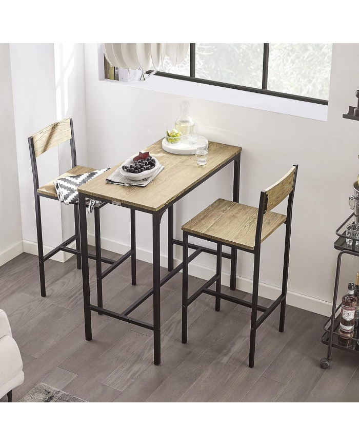 SoBuy 1 Table bar et 2 tabourets Cuisine salle à manger, OGT03-N