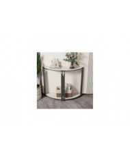 Table console ronde Demi-Lune moderne Double Couche Étagère en marbre