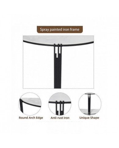 Table console ronde Demi-Lune moderne Double Couche Étagère en marbre