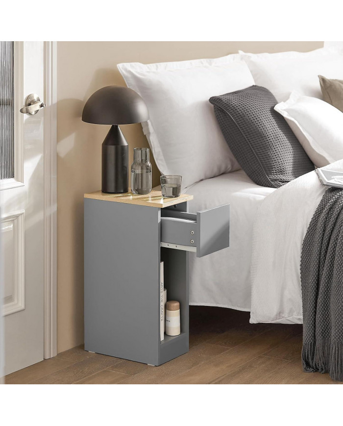 SoBuy Table de chevet Table de chevet Table d’Appoint Table Table Gris & Naturel, FBT111-HG