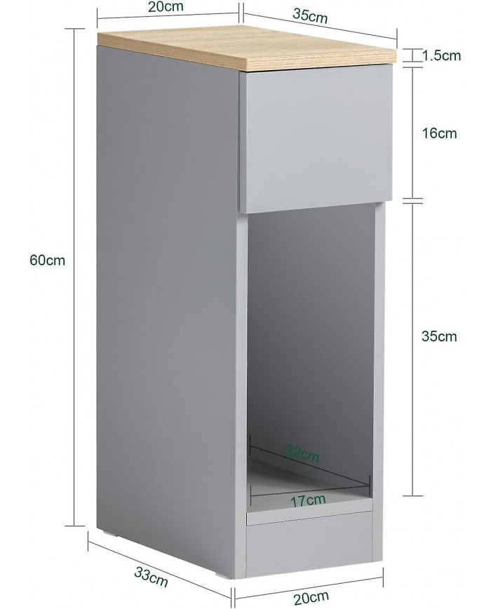 SoBuy Table de chevet Table de chevet Table d’Appoint Table Table Gris & Naturel, FBT111-HG