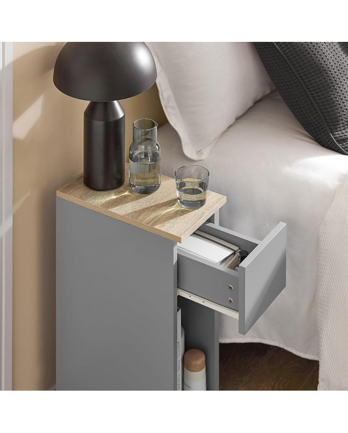 SoBuy Table de chevet Table de chevet Table d’Appoint Table Table Gris & Naturel, FBT111-HG