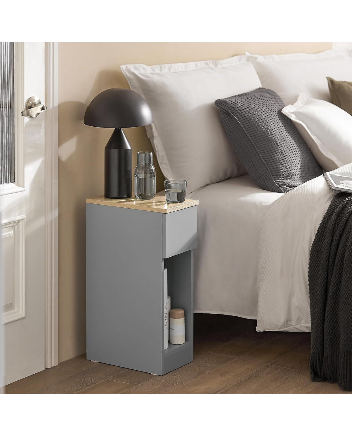 SoBuy Table de chevet Table de chevet Table d’Appoint Table Table Gris & Naturel, FBT111-HG