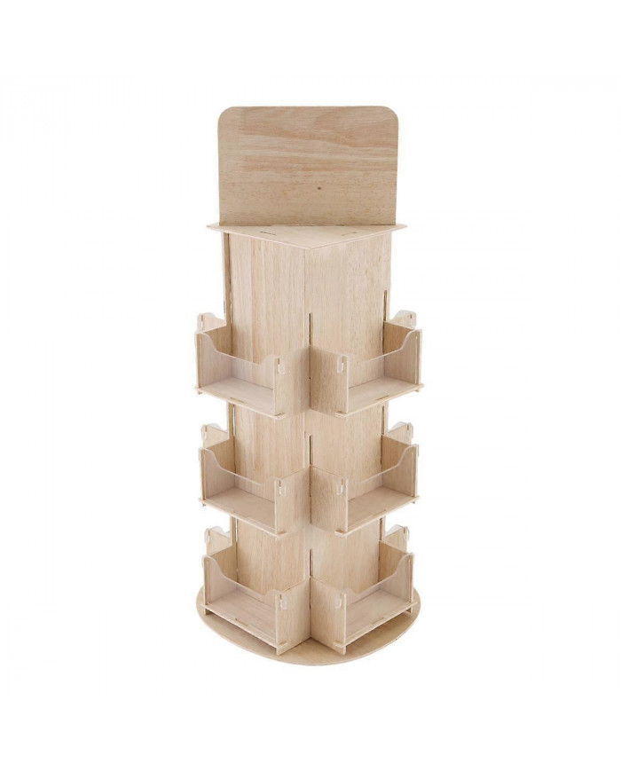 Présentoir rotatif,Présentoir d’autocollants rotatif,Présentoir de carte de vœux en bois,Couleur du bois