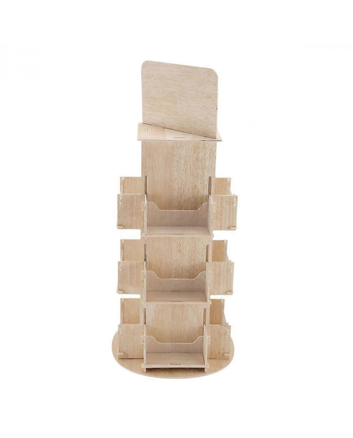 Présentoir rotatif,Présentoir d’autocollants rotatif,Présentoir de carte de vœux en bois,Couleur du bois