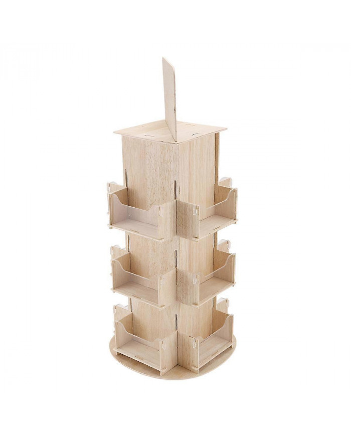 Présentoir rotatif,Présentoir d’autocollants rotatif,Présentoir de carte de vœux en bois,Couleur du bois