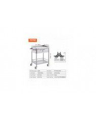 VEVORCart médical, 2 couchesChariot en acier inoxydable220 lbs, pour laboratoire, clinique, cuisine, salon