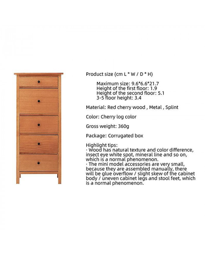 1/10 Bjd Ob11 Miniature Meubles Mini Modèle Commode à Cinq Tiroirs Accessoires Blanc