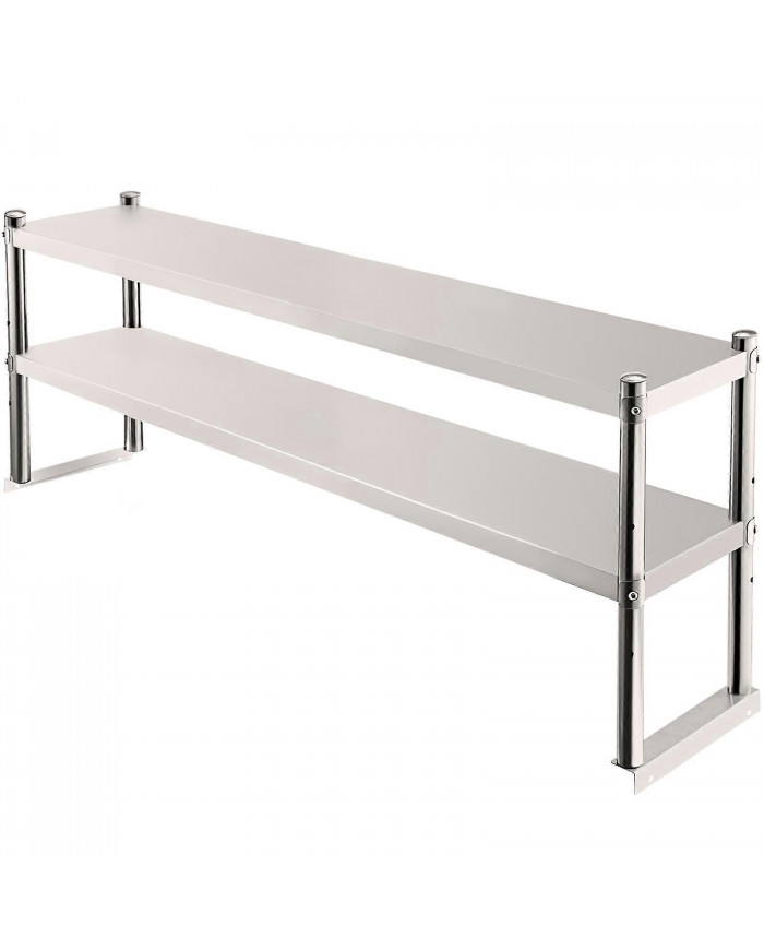 Étagère double, étagère en acier inoxydable à deux niveaux, 36 po. Longueur x 12 po. Largeur Étagère à double étage