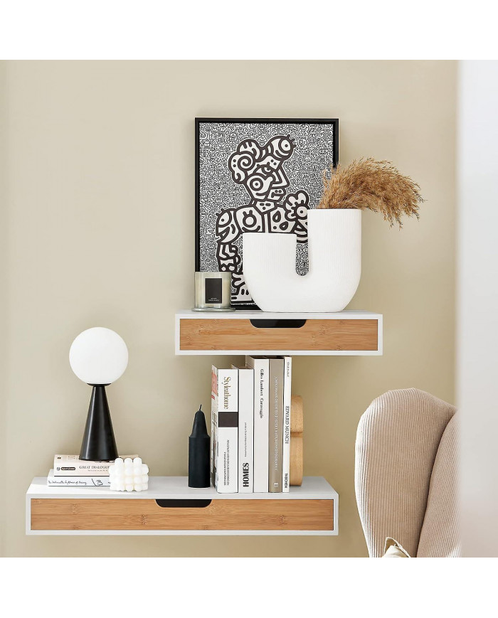 Affichage de stockage SoBuy mur étagère avec tiroir flottant, FRG93-WN