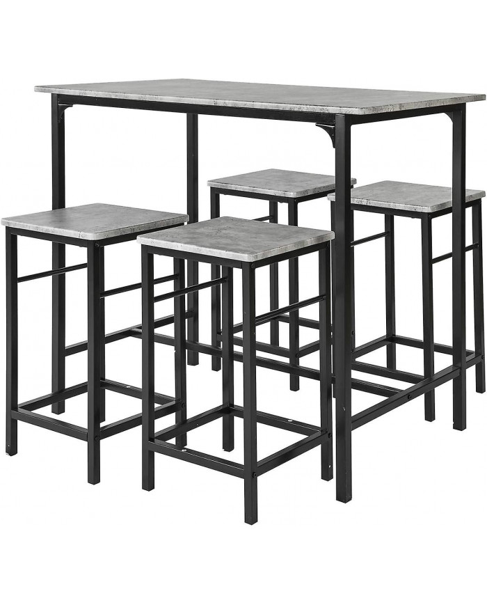 SoBuy Bar Set-1 Table bar et 4 tabourets, Home Kitchen Breakfast Bar set, OGT11-HG