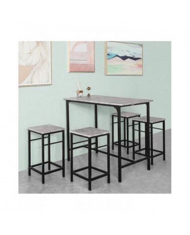 SoBuy Bar Set-1 Table bar et 4 tabourets, Home Kitchen Breakfast Bar set, OGT11-HG