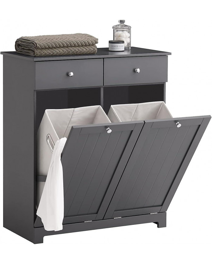 SoBuy Coffre à linge 2 tiroirs et 2 portes pour armoire à linge, BZR33-DG