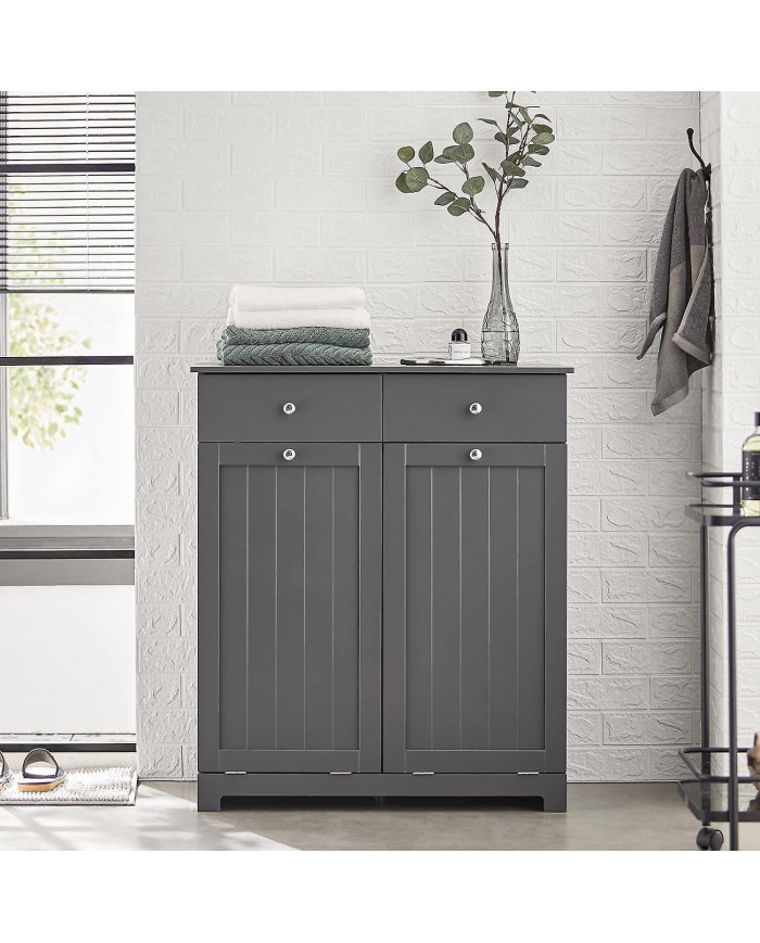 SoBuy Coffre à linge 2 tiroirs et 2 portes pour armoire à linge, BZR33-DG