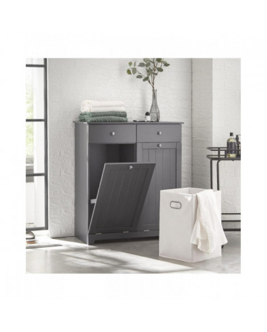 SoBuy Coffre à linge 2 tiroirs et 2 portes pour armoire à linge, BZR33-DG