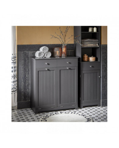 SoBuy Coffre à linge 2 tiroirs et 2 portes pour armoire à linge, BZR33-DG